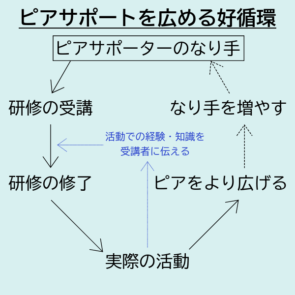 ピアサポートを広める好循環の図