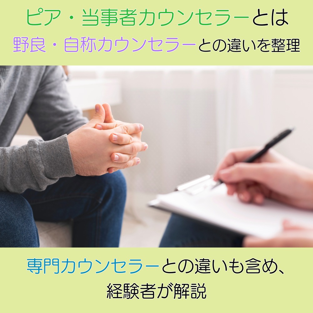 アイキャッチ画像　【経験者が解説】ピア・当事者カウンセラーとは―野良・自称カウンセラーとの違いを整理